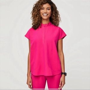 FIGS Limited Edition Hot Pink Rafaela Scrub Top Large